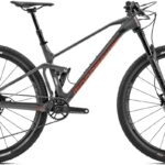 Mondraker F-Podium Carbon DC Glanzend Nimbus Grijs / Mat Carbon / Vlamrood
