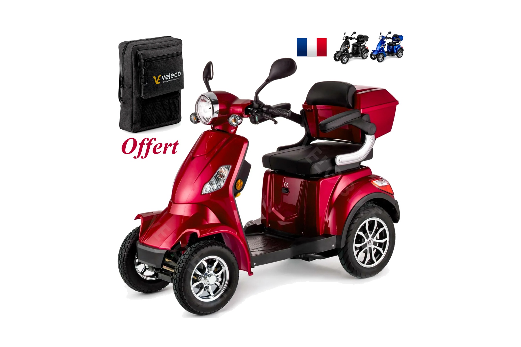 Veleco Faster elektrische scootmobiel 4 wielen 1000 watt voor senioren en mindervaliden